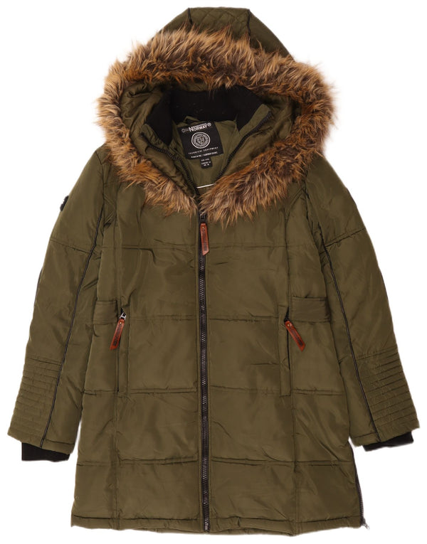 Chaqueta acolchada con capucha para mujer Noruega UK 46 Poliéster caqui grande
