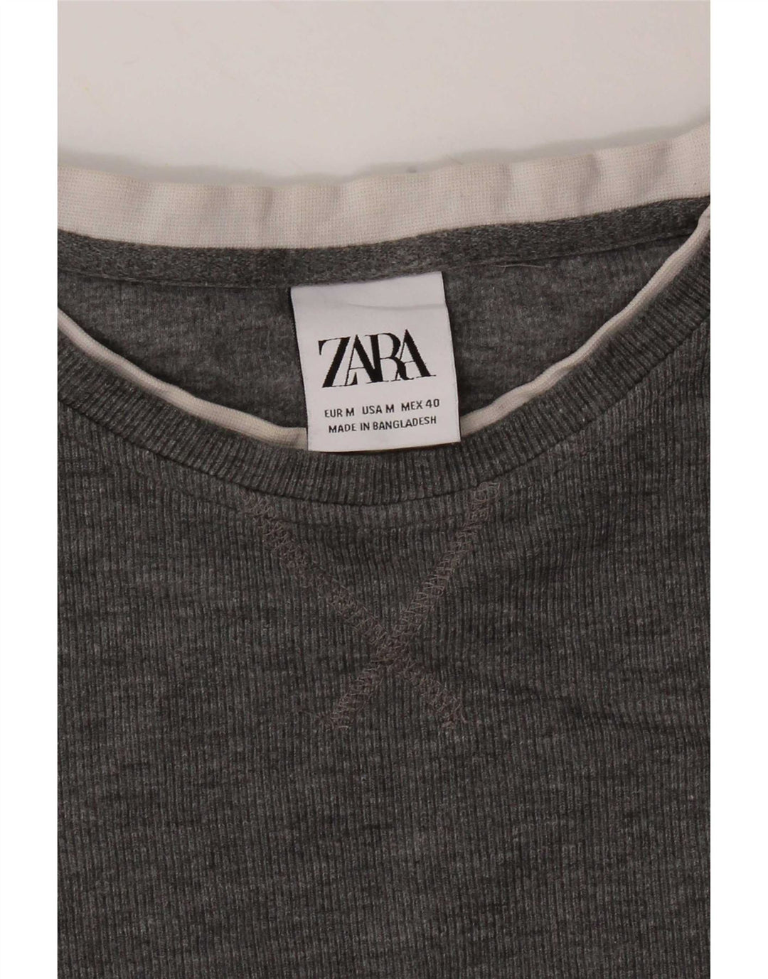 Zara Mujer Top Manga Larga UK 42 Gris Medio