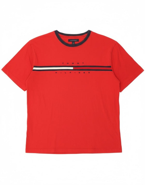 Tommy Hilfiger Camiseta gráfica para hombre Top XL Algodón rojo
