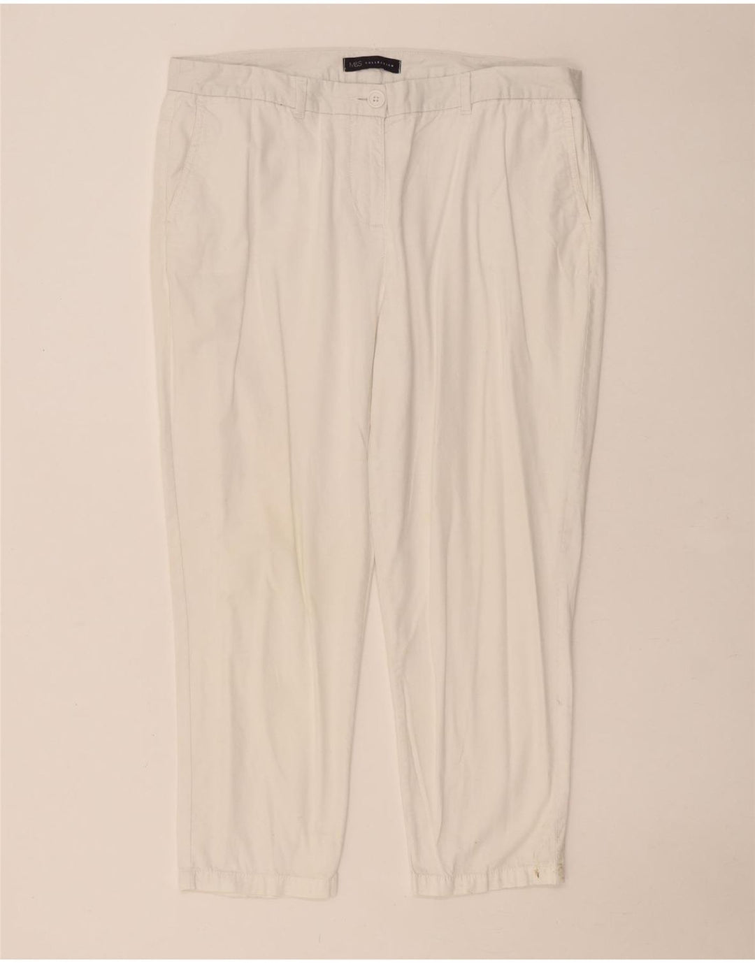 Marks & Spencer Pantalones cortos con pinzas para mujer UK 40 Large W36 L24 Blanco