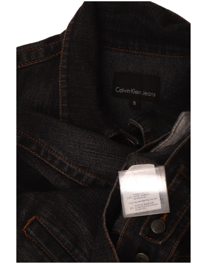 Calvin Klein - Chaqueta vaquera corta para mujer, talla 10, algodón gris pequeño
