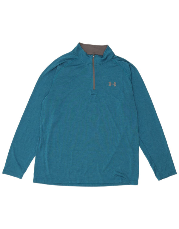 Under Armour Hombre Heat Gear Zip Neck Jersey Chándal Top Grande Azul