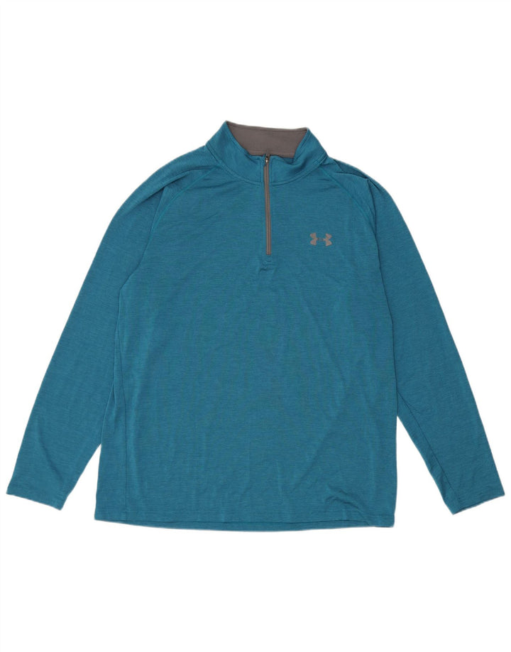 Under Armour Hombre Heat Gear Zip Neck Jersey Chándal Top Grande Azul