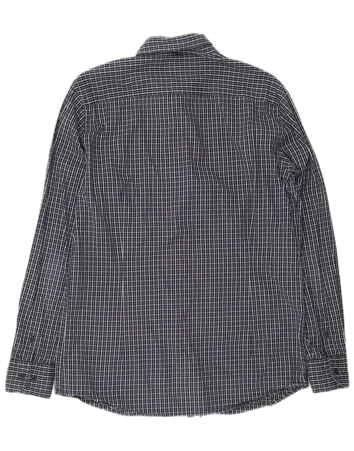 Camisa Massimo Dutti Hombre Large Cuadros Azul Marino Algodón