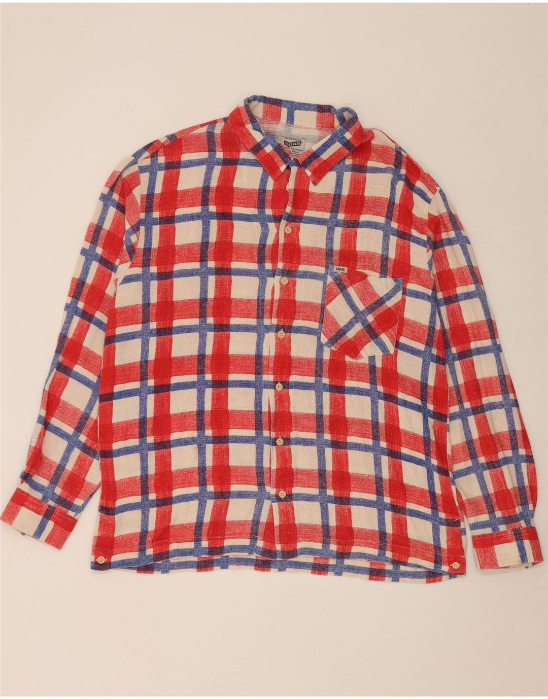 Camisa Gas Hombre XL Cuadros Rojos Algodón