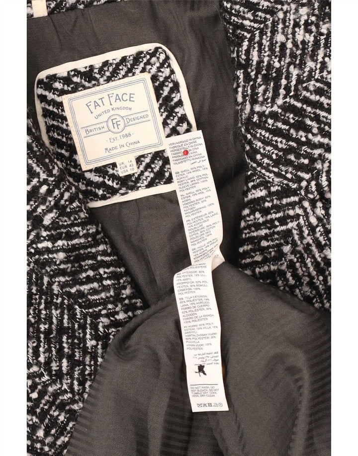 Abrigo holgado para mujer de Fat Face UK 44 Grande Negro Herringbone Classic
