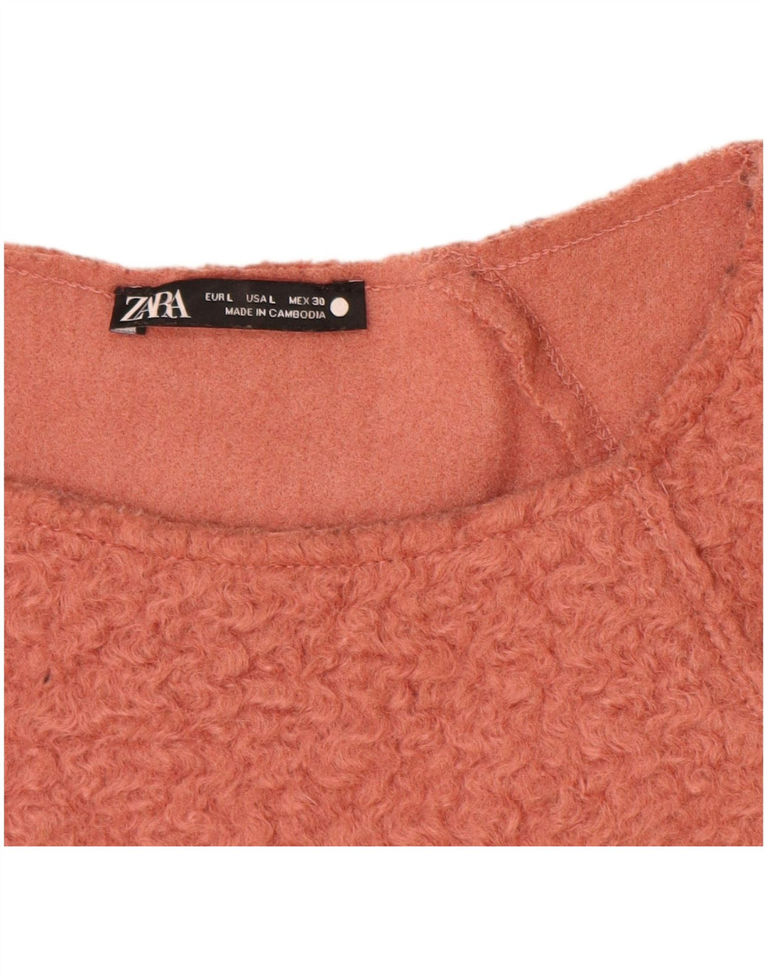 Zara Jersey extragrande con cuello barco para mujer UK 46 Poliéster rosa grande