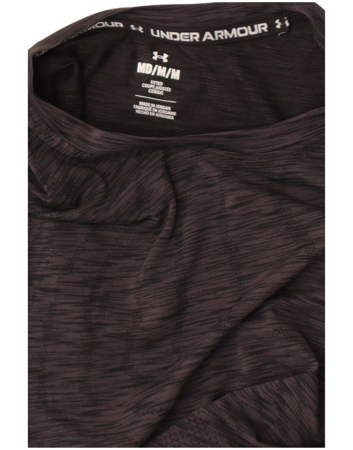 Under Armour Camiseta ajustada para hombre Top mediano negro moteado