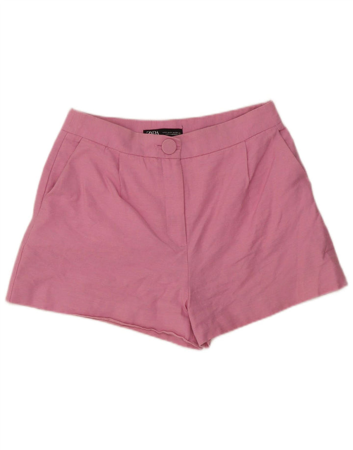 Zara Mujer Pantalones Calientes De Cintura Alta Mediano W28 Algodón Rosa
