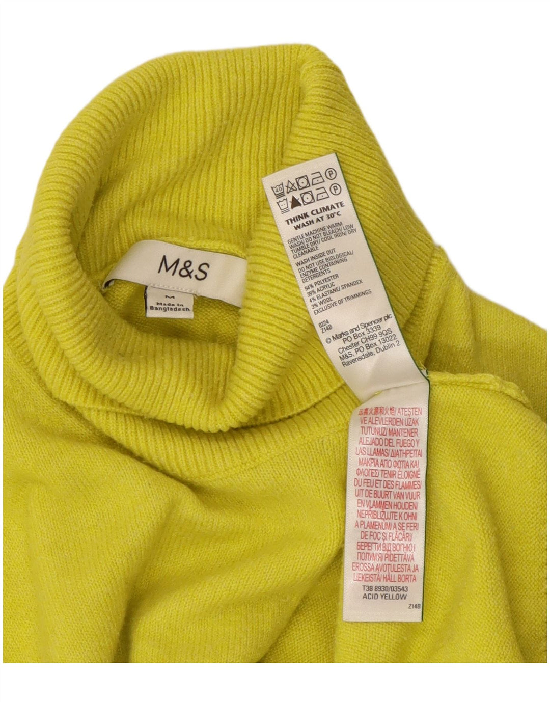 Marks & Spencer - Jersey con cuello vuelto para mujer, talla 40, color amarillo mediano