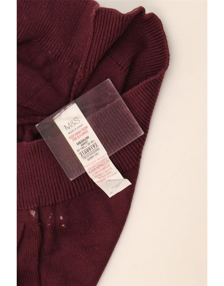 Marks & Spencer Jersey de cuello redondo para hombre de algodón burdeos medio