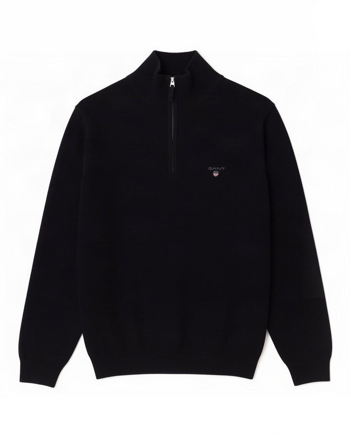 Gant Jersey con cuello y cremallera de lana azul marino medio para hombre