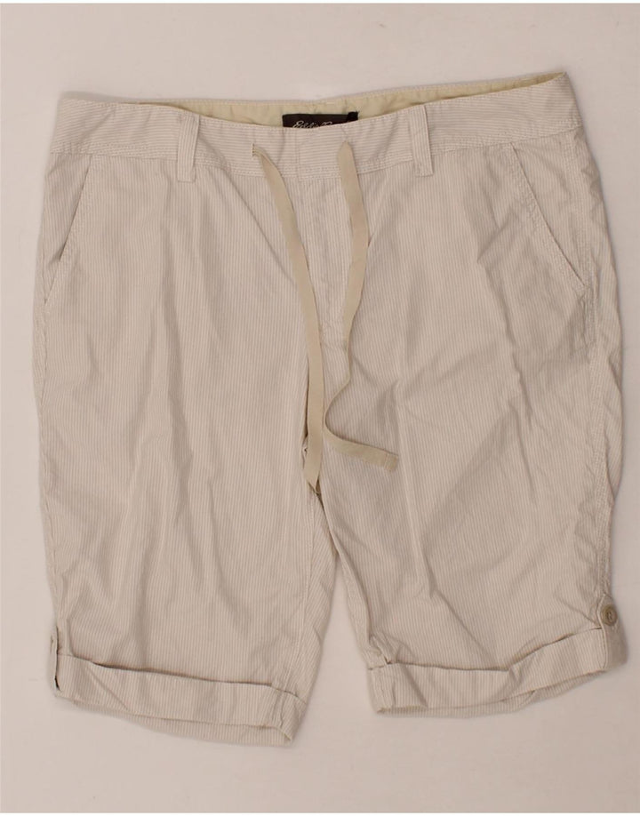 EDDIE BAUER Womens Bermuda Shorts US 12 Large W34  Beige Pinstripe Vintage Eddie Bauer and Second-Hand Eddie Bauer from Messina Hembry 