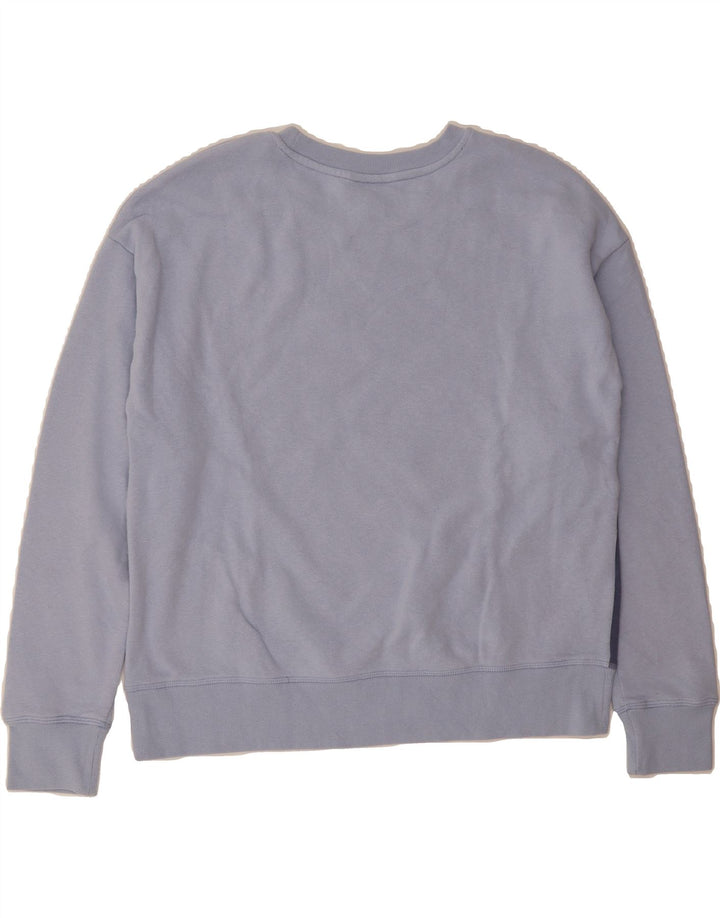 REEBOK Womens Graphic Sweatshirt Jumper UK 16 Large Blue Colourblock Vintage Reebok and Second-Hand Reebok from Messina Hembry 