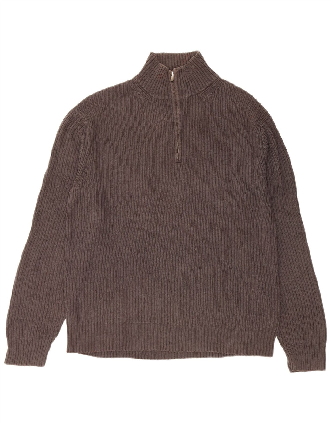 CALVIN KLEIN Jersey con cuello y cremallera para hombre, suéter grande de algodón gris
