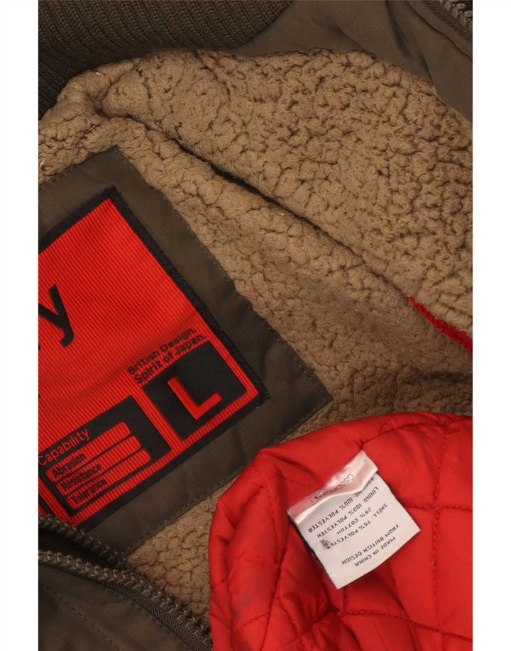 Superdry Parka con capucha para mujer, talla 40, poliéster marrón grande