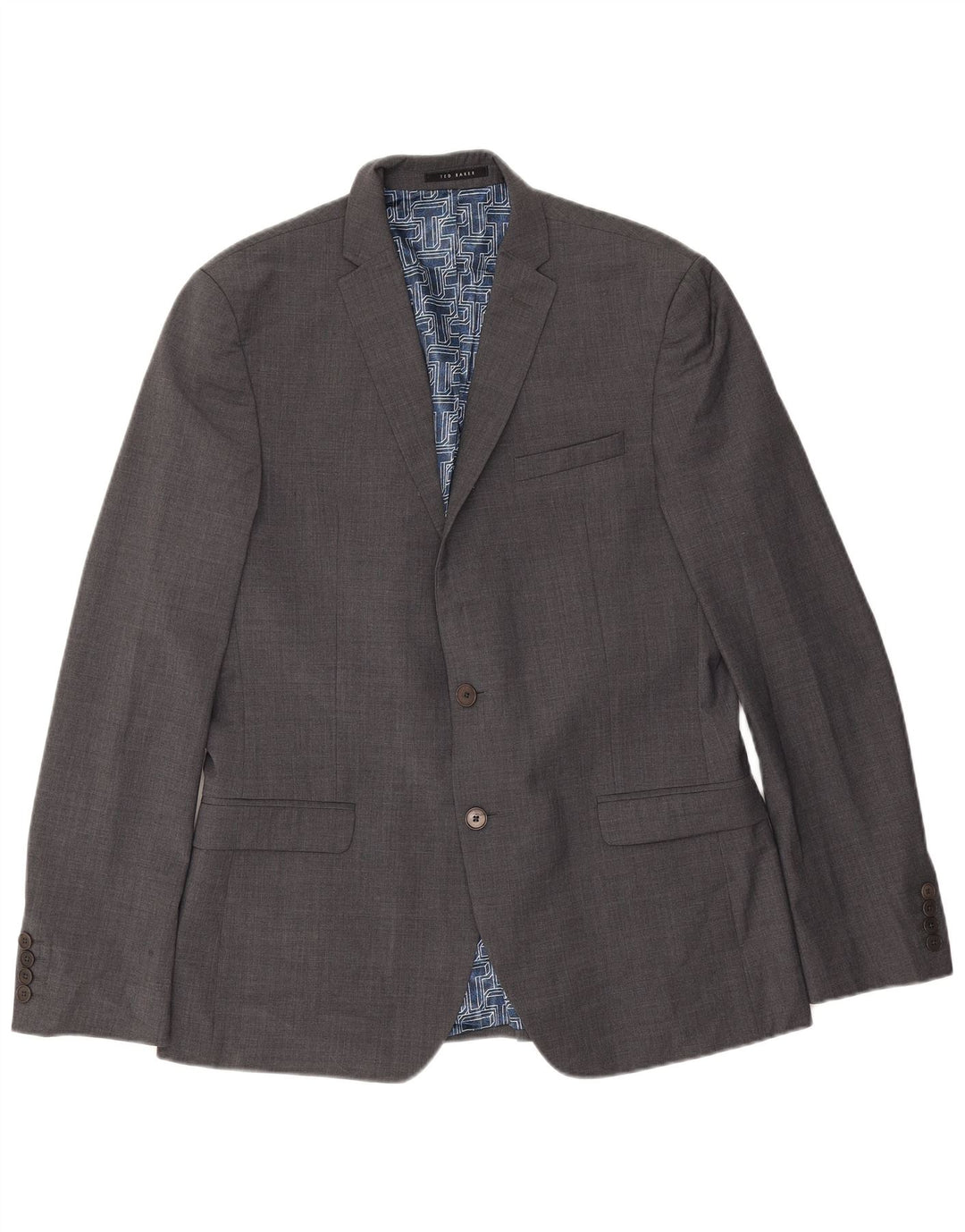 Ted Baker Chaqueta Blazer Slim Fit con 2 Botones para Hombre UK 42 XL Lana Gris