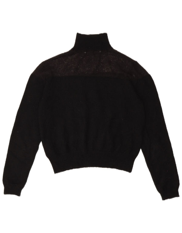 Zara Mujer Crop Roll Neck Jumper Sweater UK 10 Small Poliéster Negro