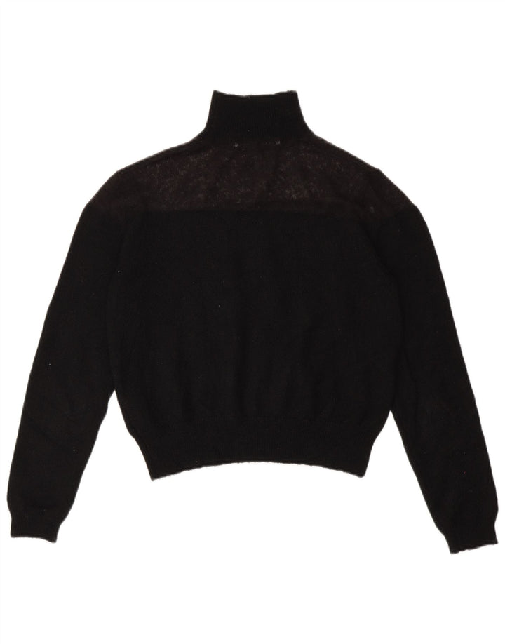 Zara Mujer Crop Roll Neck Jumper Sweater UK 10 Small Poliéster Negro