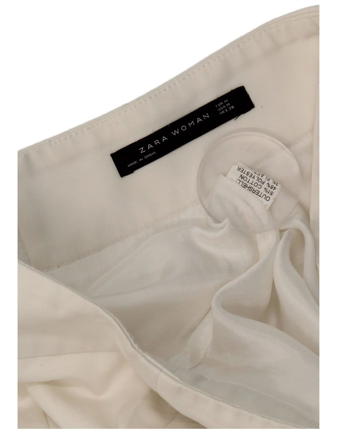 Zara Mujer Mini Falda Mediana W28 Blanco Algodón