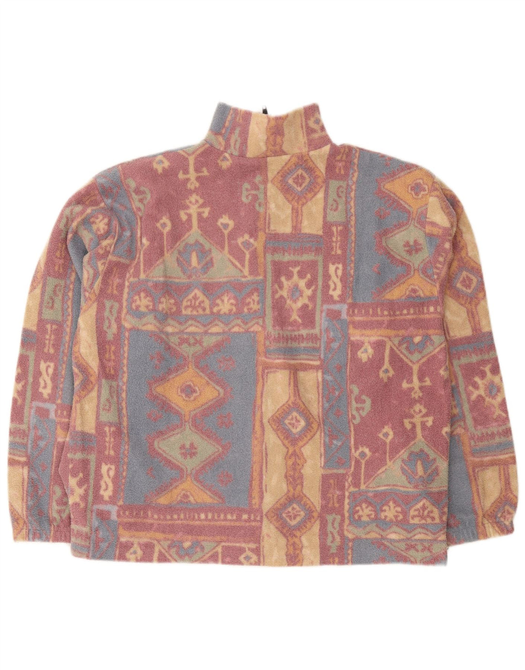 Vintage mujer chaqueta de lana Reino Unido 16 poliéster geométrico multicolor grande