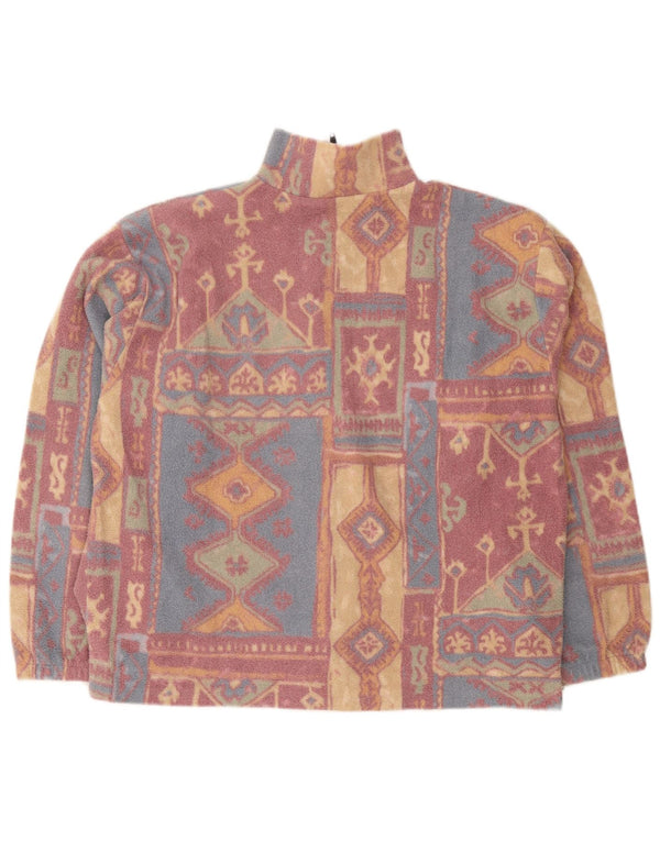 Vintage mujer chaqueta de lana Reino Unido 16 poliéster geométrico multicolor grande