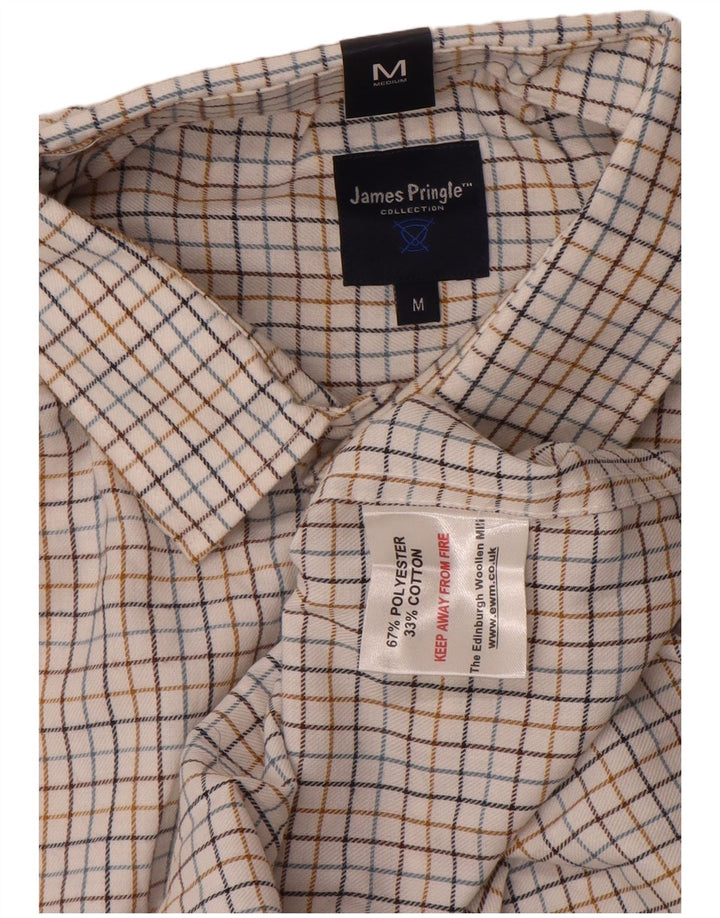 Camisa de franela para hombre James Pringle Poliéster a cuadros blanco roto medio