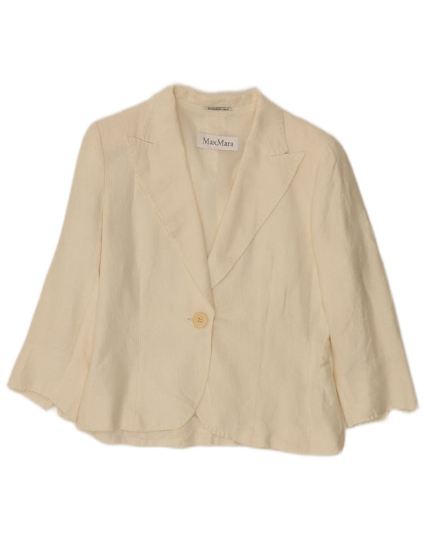 Max Mara Chaqueta tipo blazer de 3 botones y 1 botón para mujer Reino Unido 10 Small Off White Linen