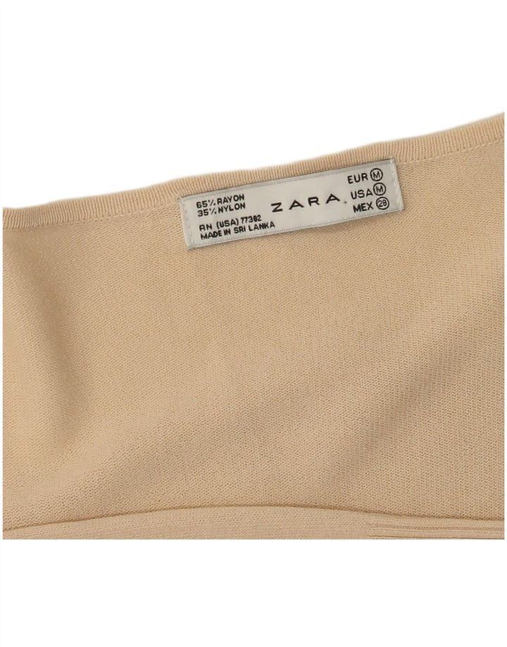 Zara Mujer Cárdigan Cruzado Top UK 42 Rayón Beige Medio