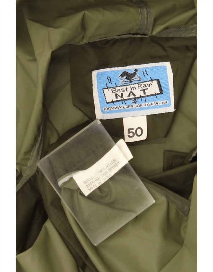 Chaqueta de lluvia con capucha vintage para hombre IT 50 Nylon caqui grande