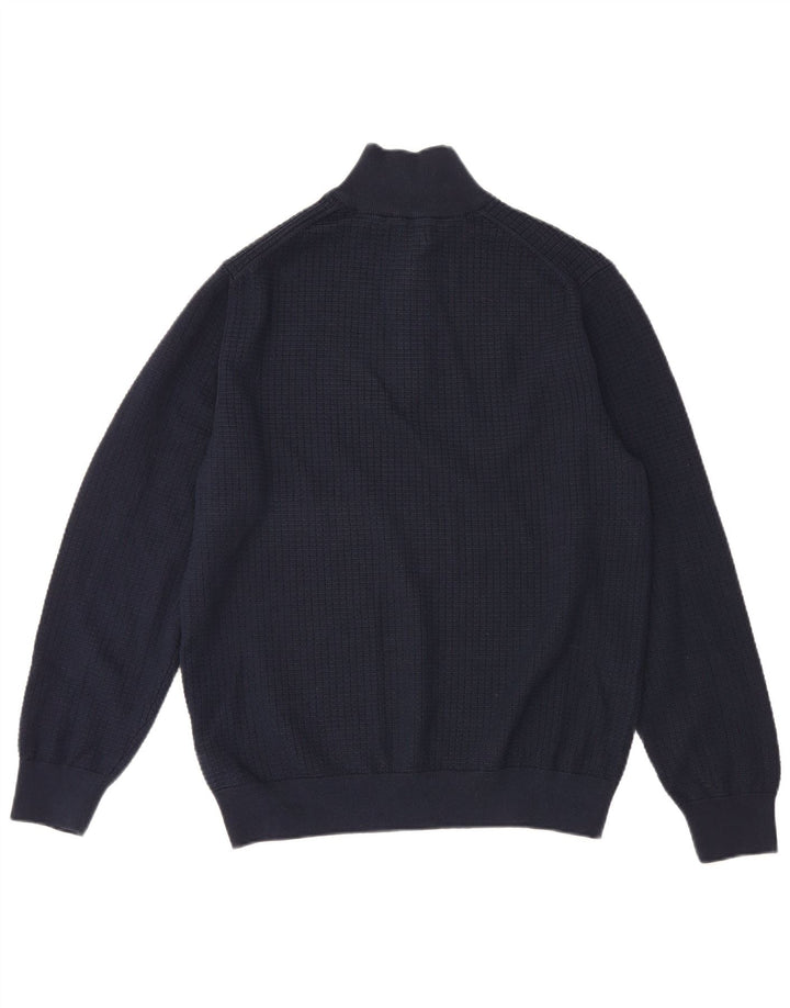 Gant Hombre Zip Neck Jumper Sweater Large Azul Marino Algodón