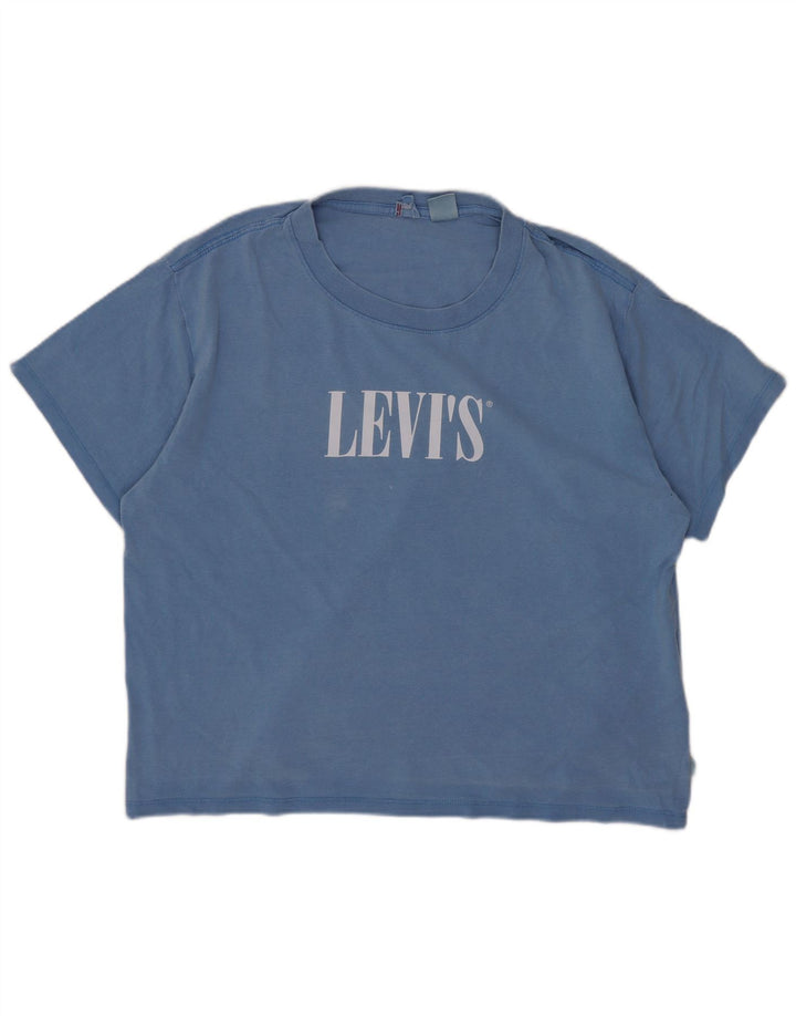 Levi's Camiseta corta gráfica para mujer UK 44 Algodón azul medio