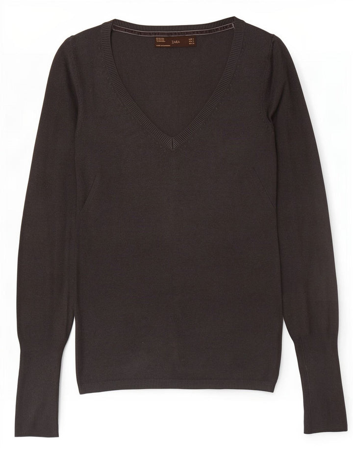 Zara Mujer Jersey con Cuello en V Jersey UK 8 Small Gris