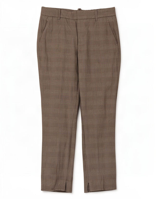 Zara Mujer Pantalón Chino Slim EU 36 XS W30 L28 Cuadros Grises