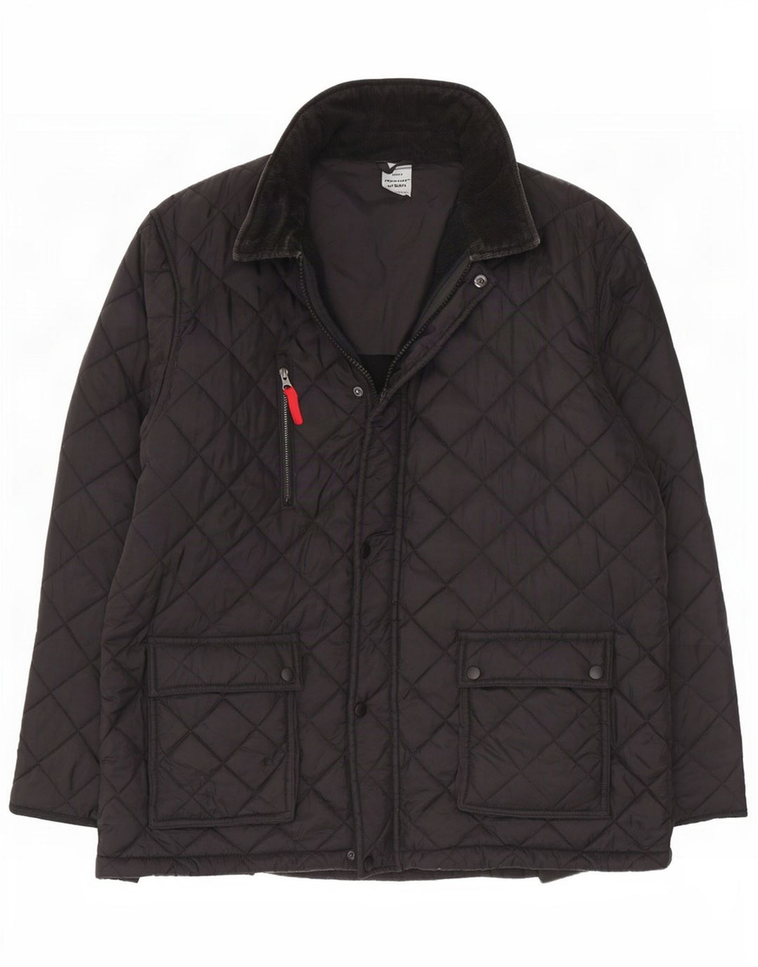 Vintage hombres chaqueta acolchada Reino Unido 42 XL nylon negro