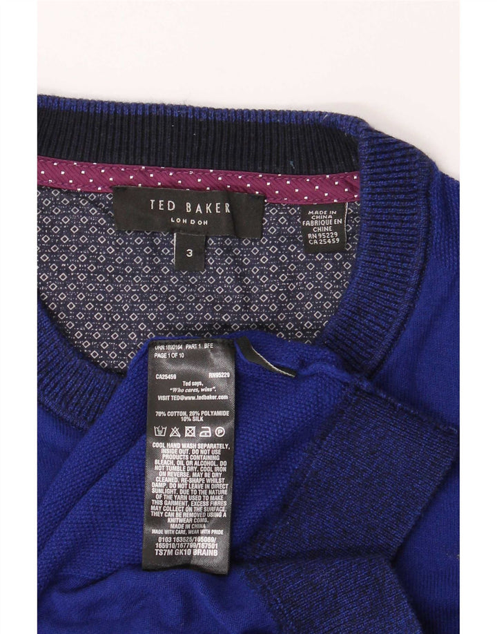Ted Baker - Jersey de cuello redondo para hombre, talla 3, algodón azul marino mediano