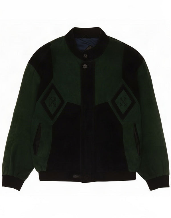 Spieth & Wensky Chaqueta de ante para hombre IT 54 2XL Cuero color block verde