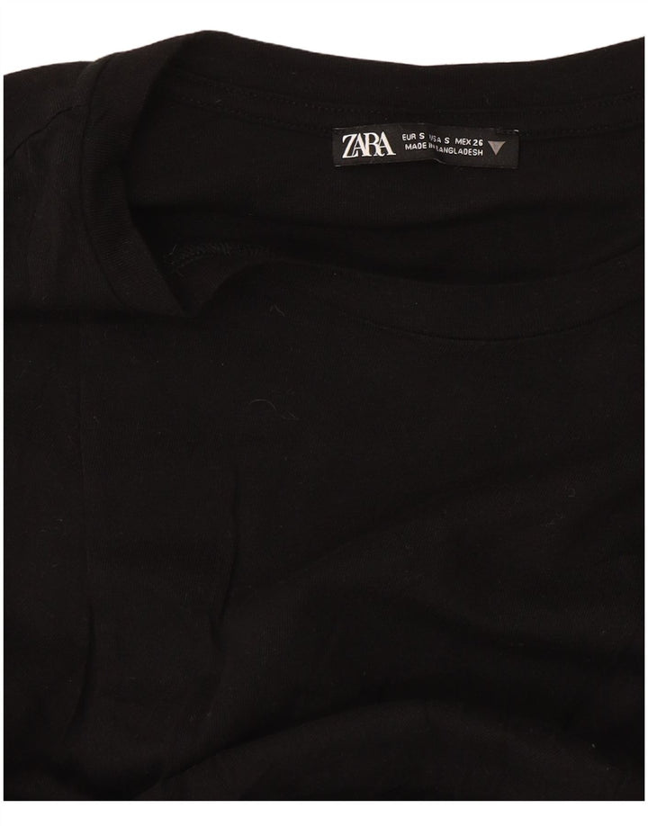 Zara Mujer Camiseta Extragrande Top UK 10 Small Negro