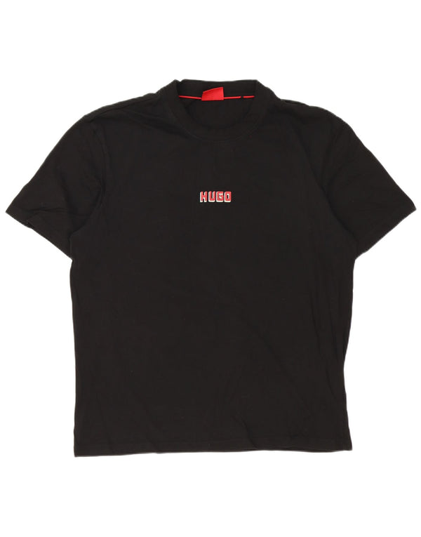 Hugo Boss Hombres Camiseta Gráfica Top Grande Algodón Negro