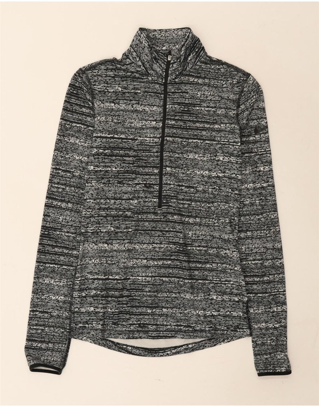 Nike - Camiseta con cuello y cremallera para hombre, manga larga, poliéster moteado gris pequeño