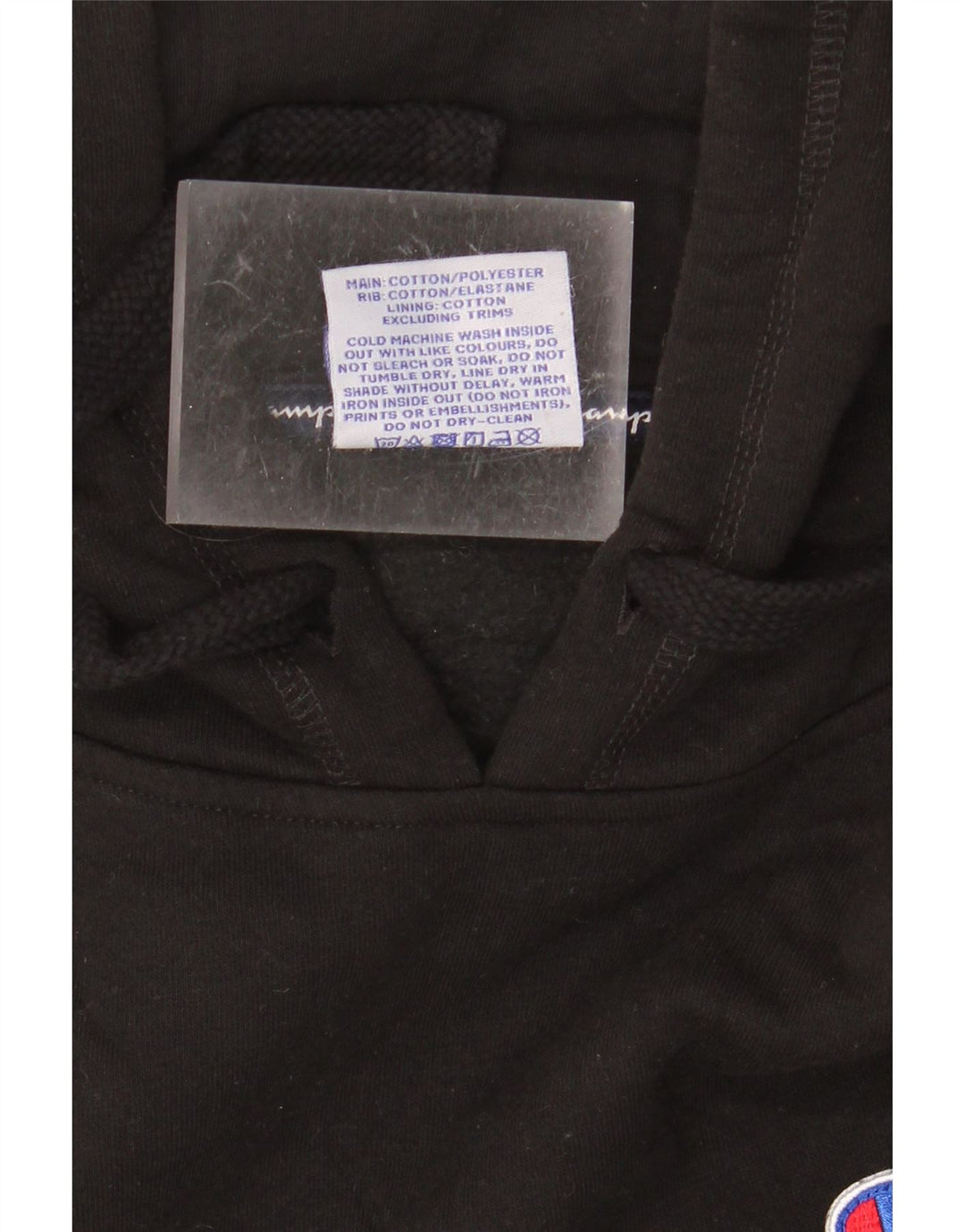 CHAMPION Sudadera con capucha gráfica para hombre Jersey mediano de algodón negro