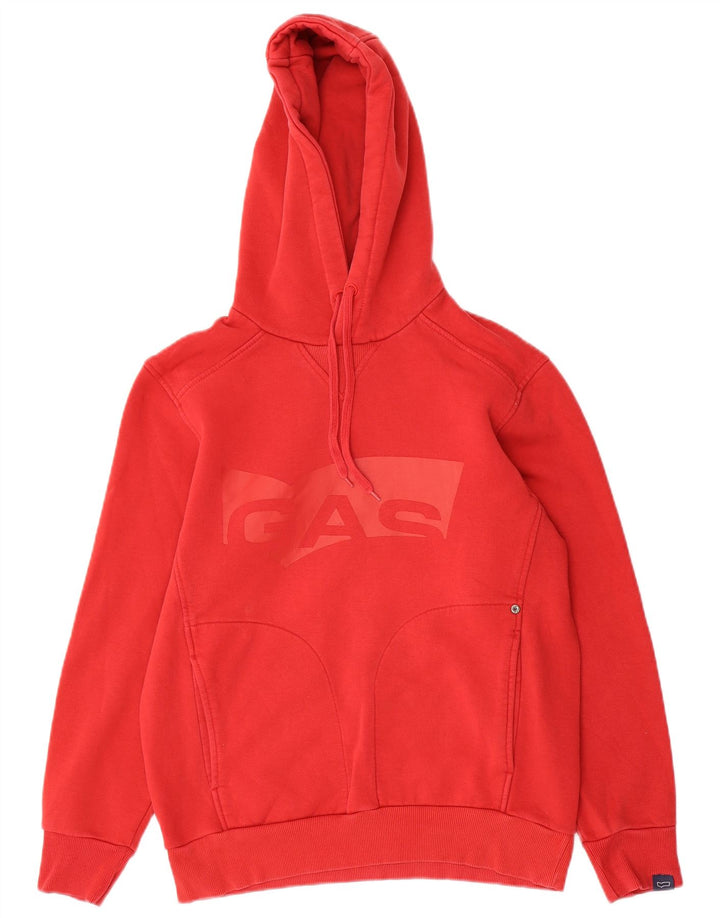 GAS Hombre Sudadera Con Capucha Gráfica Jersey De Algodón Rojo Medio