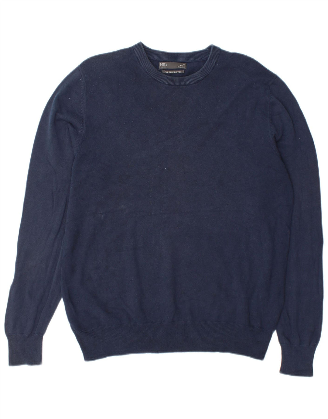 Marks & Spencer Jersey de cuello redondo para hombre de algodón azul marino mediano