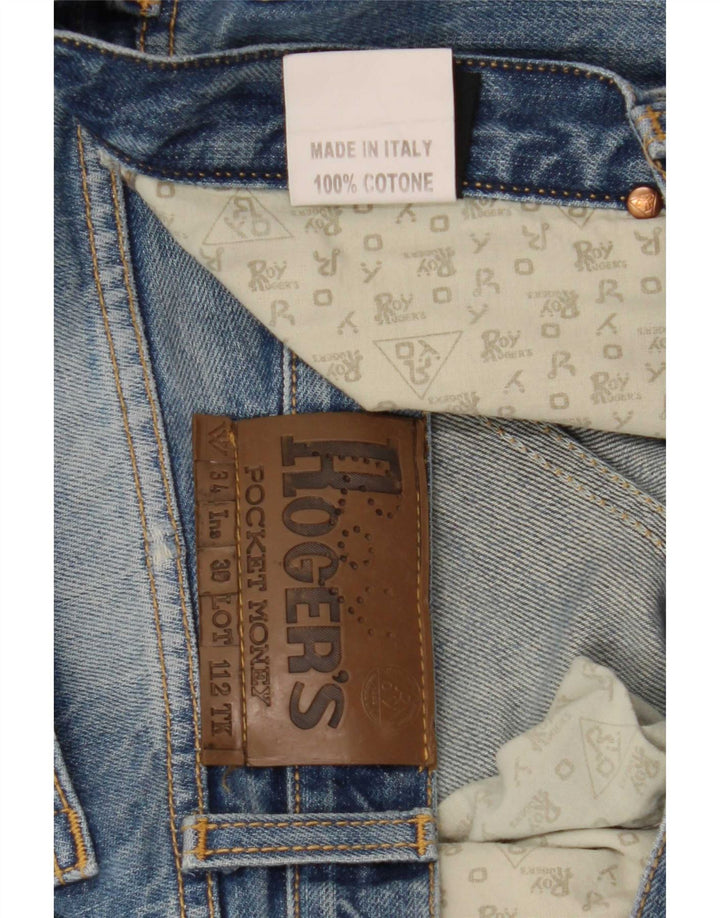 Roy Rogers Vaqueros rectos desgastados para hombre W34 L36 Algodón azul