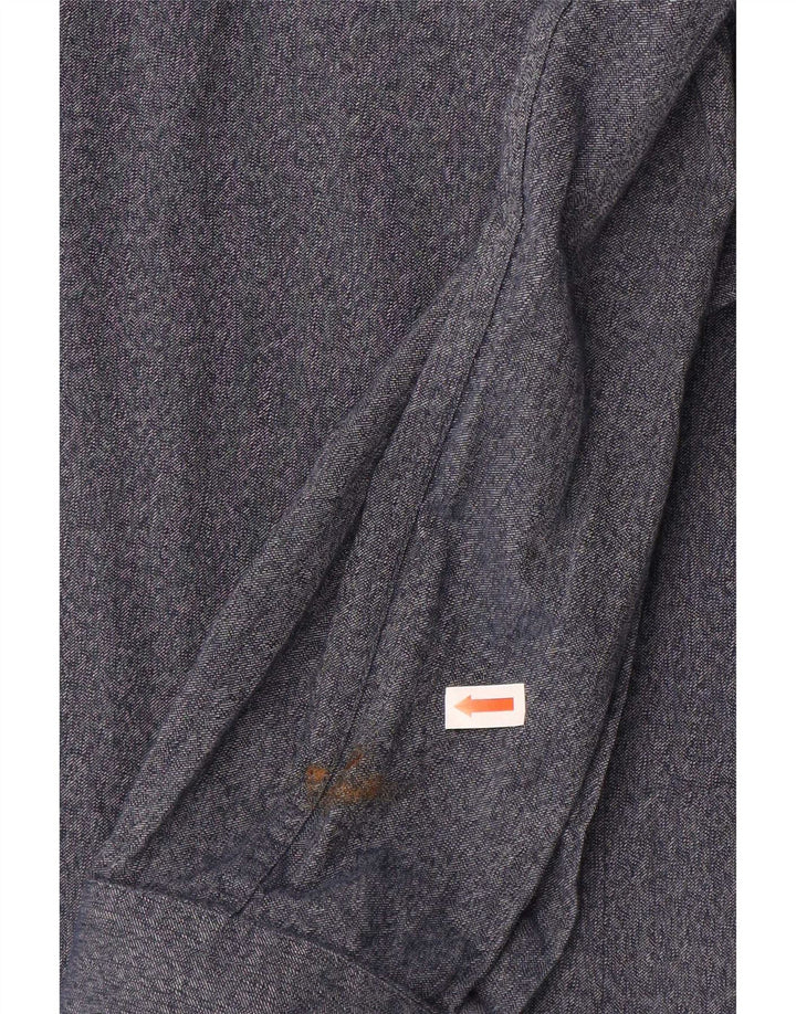 Camisa Reiss Slim Fit De Algodón Azul Marino Medio