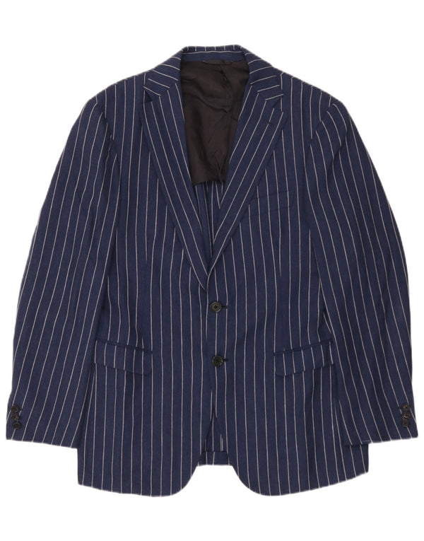 Burberry Chaqueta tipo blazer de 2 botones para hombre IT 48 Lana mediana a rayas azul marino