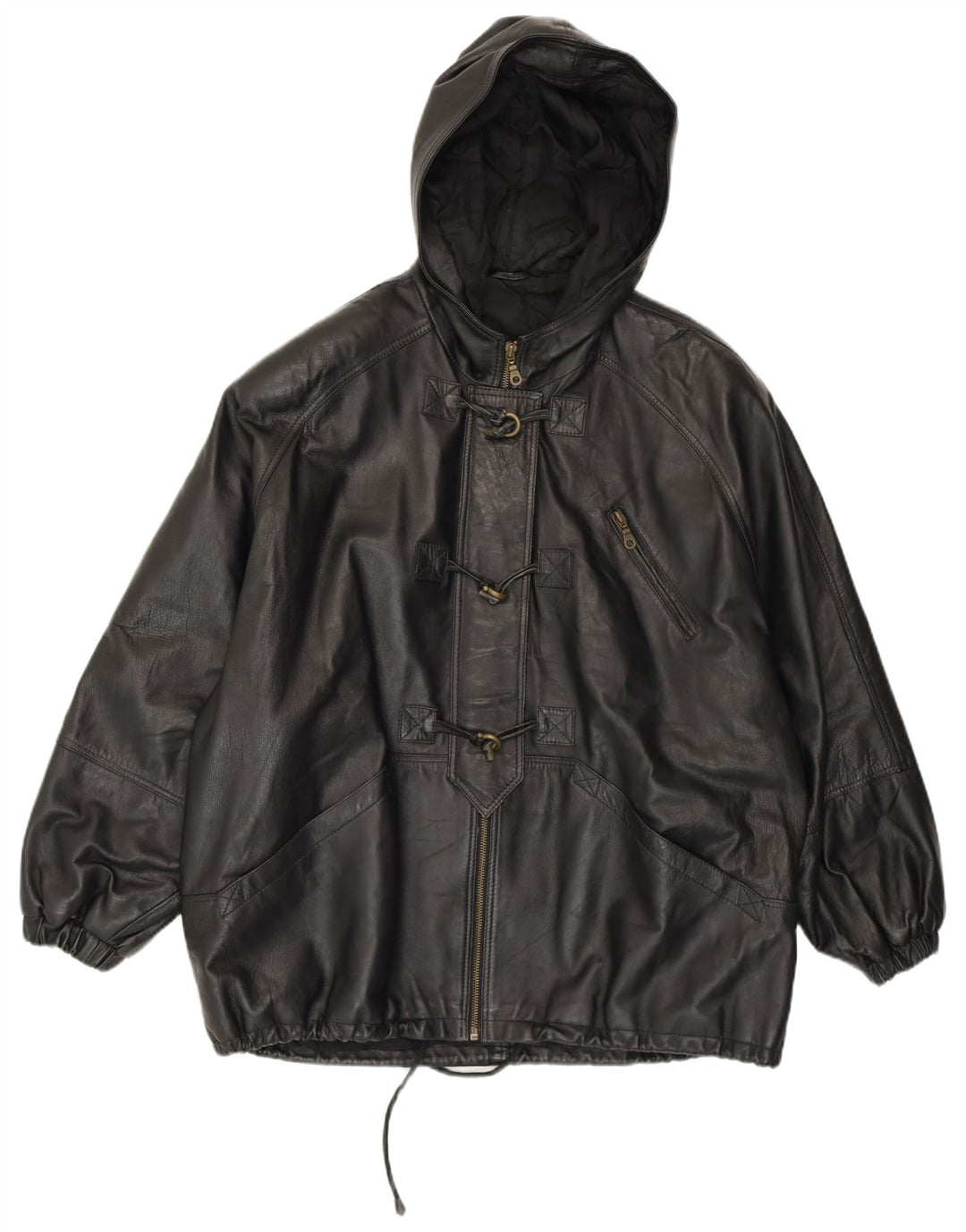 CONBIPEL Chaqueta de lona extragrande con capucha para mujer IT 42 Cuero negro mediano