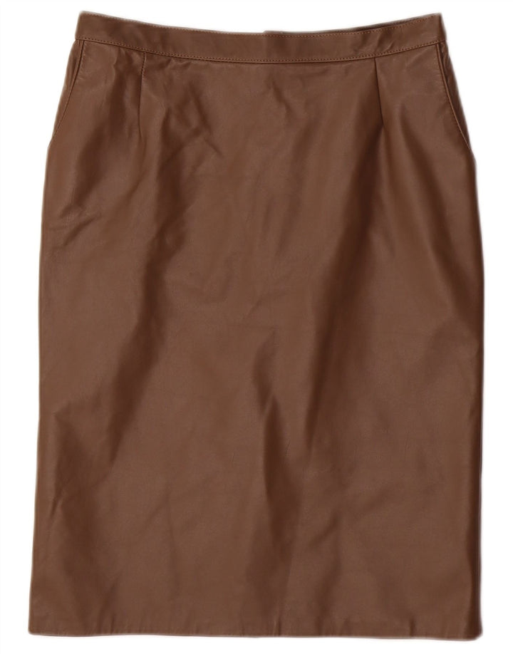 VINTAGE Falda lápiz midi para mujer W28 Marrón medio