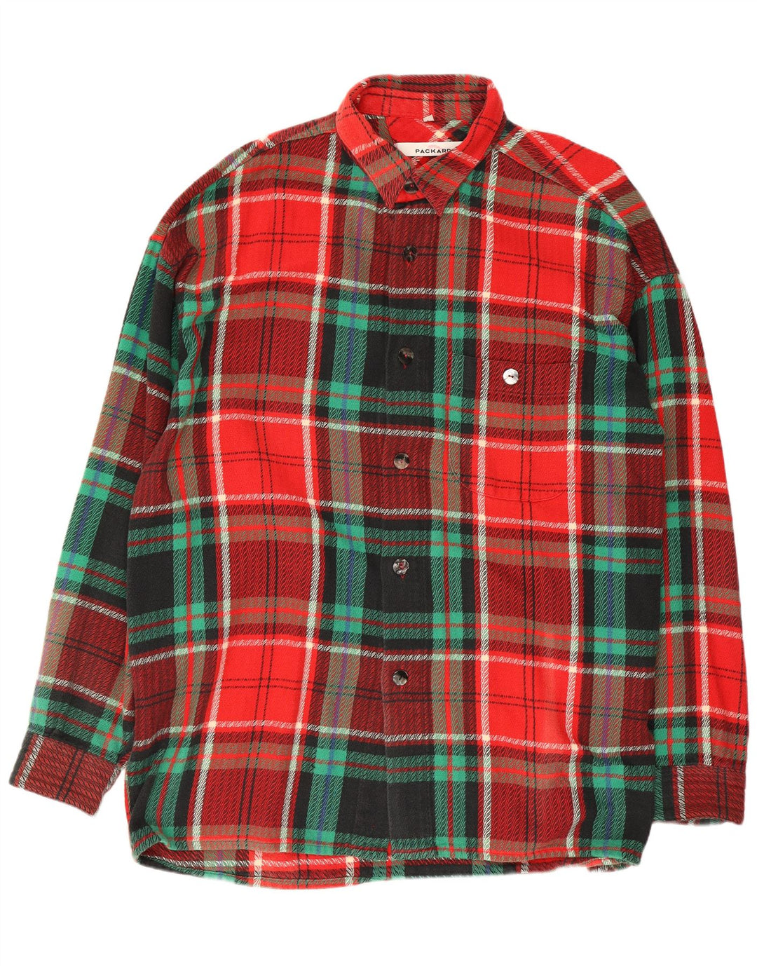 Camisa de franela Packard para hombre de algodón a cuadros rojos grandes