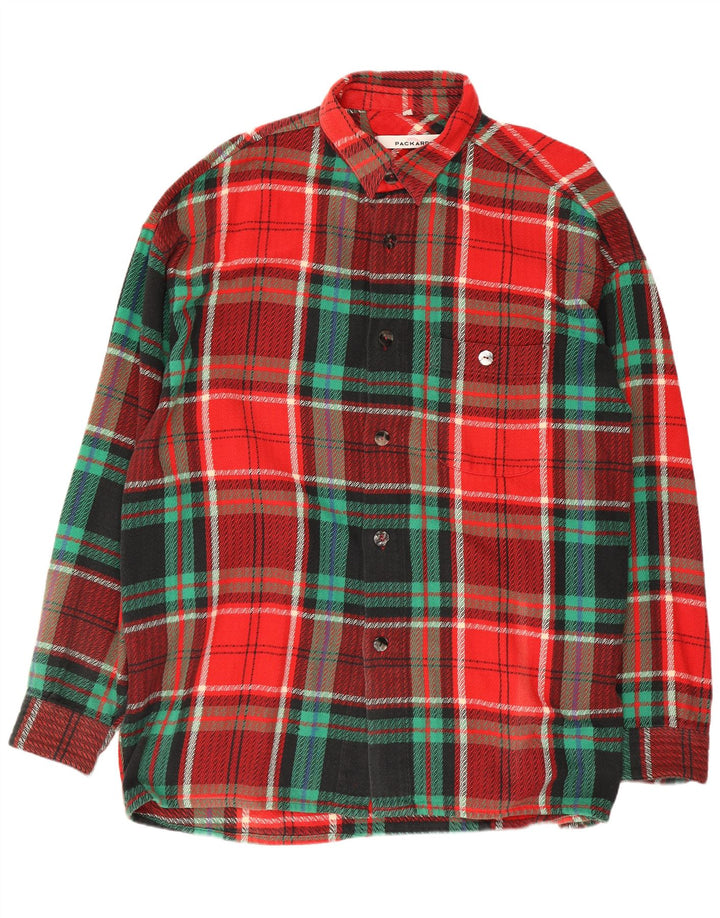 Camisa de franela Packard para hombre de algodón a cuadros rojos grandes